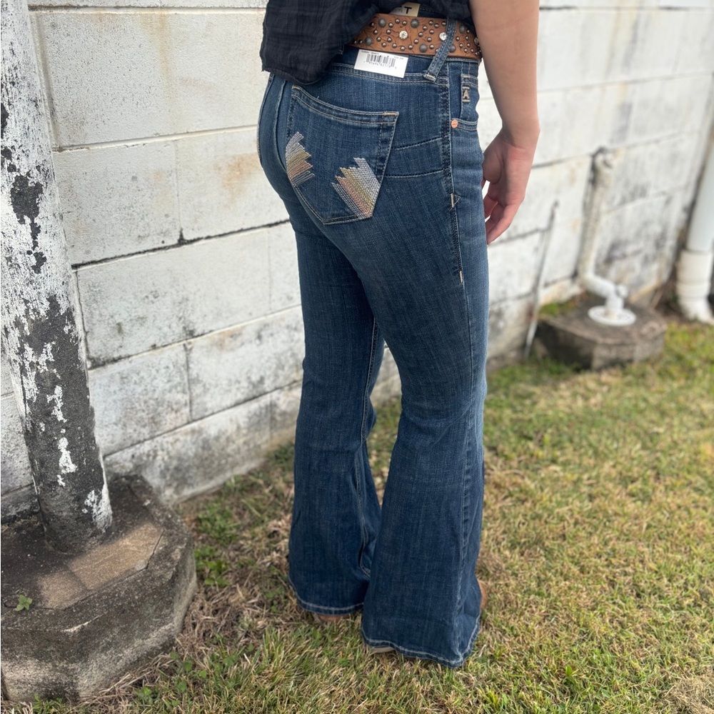 Ariat REAL Denim Perfect Rise Flare Jeans Paulina Florida Boho Western Cowgirl! - Picture 14 of 16
